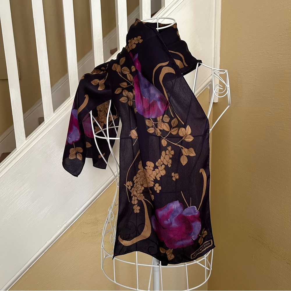 Jones New York Deep Purple Scarf with Purple Floral Print